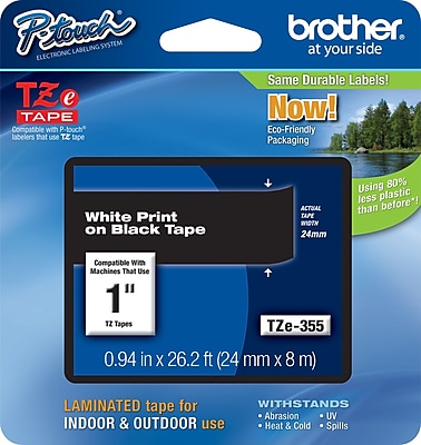 6PK TZ355 Tze355 White on Black Label Tape for Brother P-Touch PT-2730VP 24mm 1"